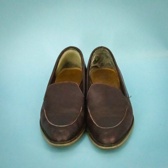 Everlane Size 7 The Modern Day Burgundy Leather Pointed Toe Slip On Flats Loafer - Picture 2 of 7